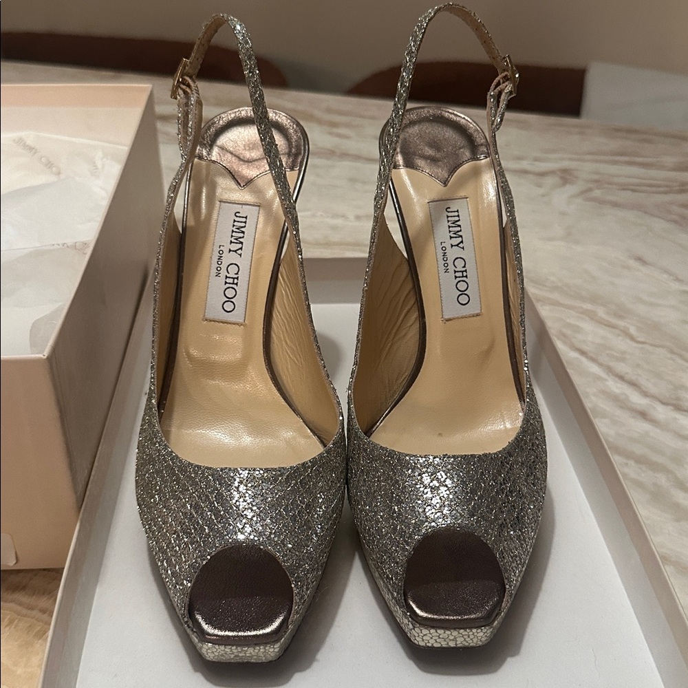 Jimmy Choo Evelyn Glitter Heels